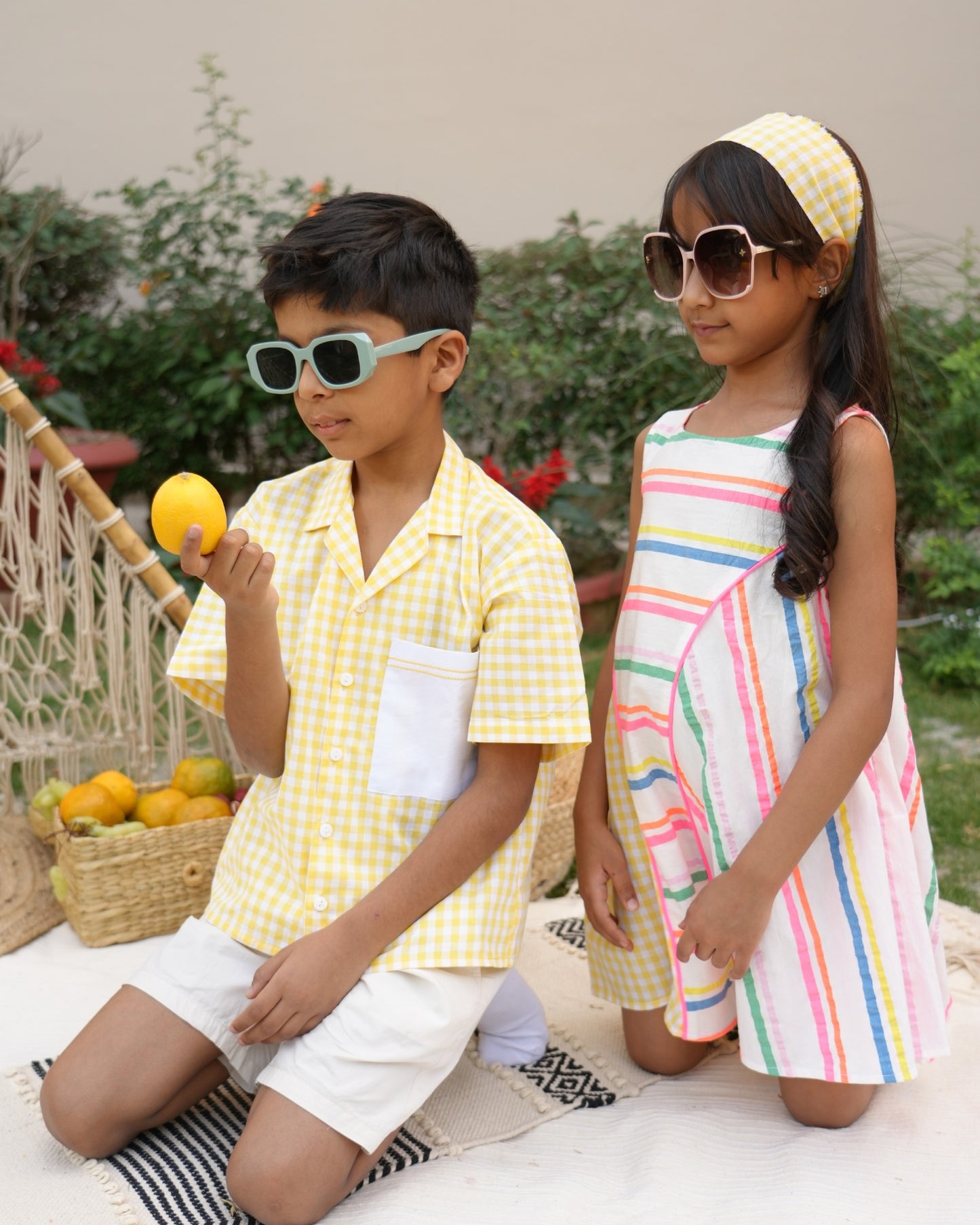 Candy Stripe Asymmetrical Lemon Panel Dress