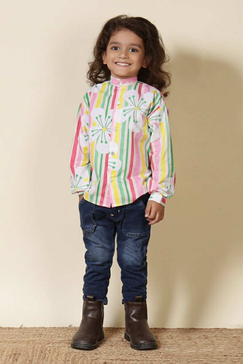 Boys Cotton Chinese Collar Shirt– Candy Blossom