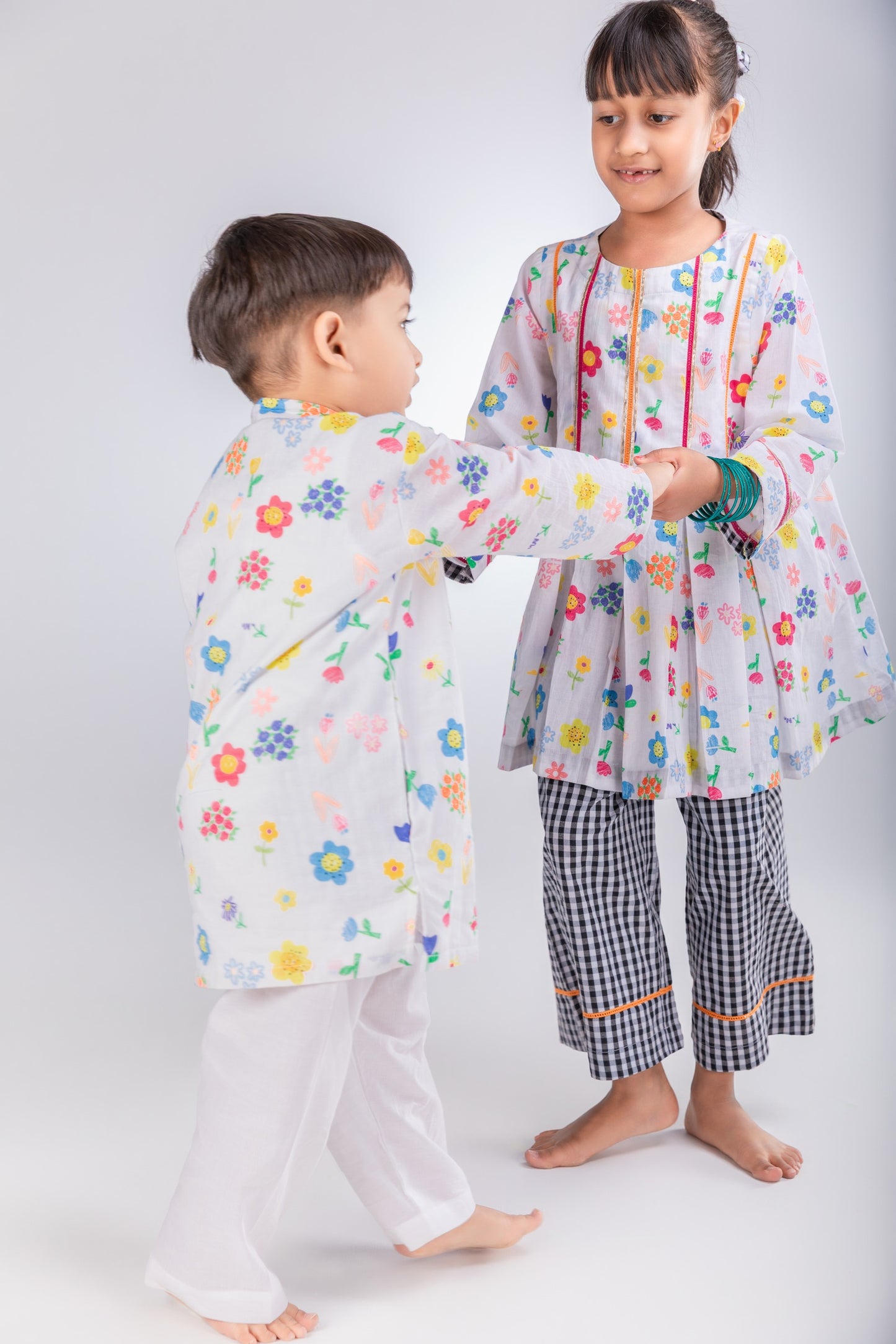 The Ditsy Floral Boys Cotton Kurta Set