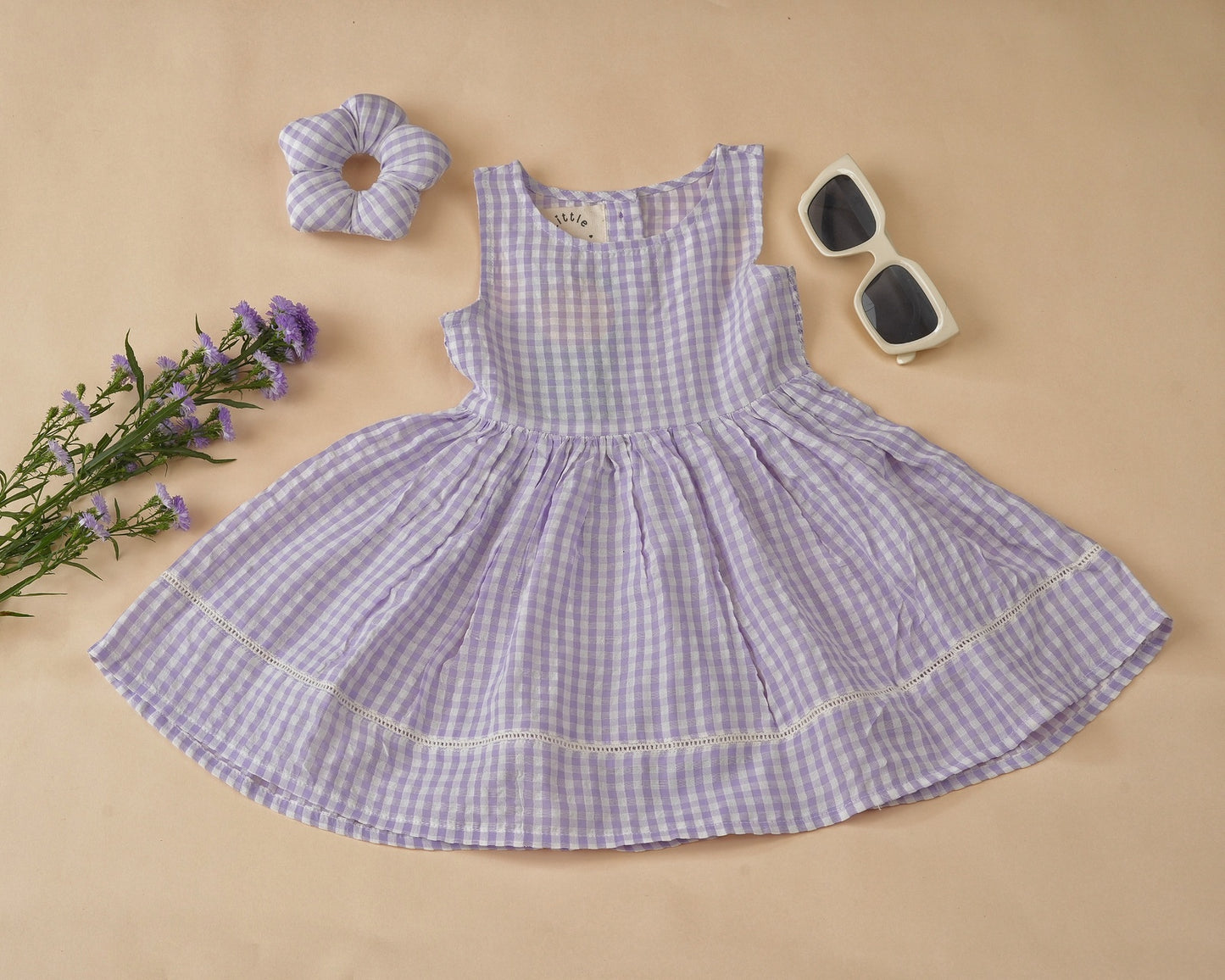 Lavender Gingham Smock Dress