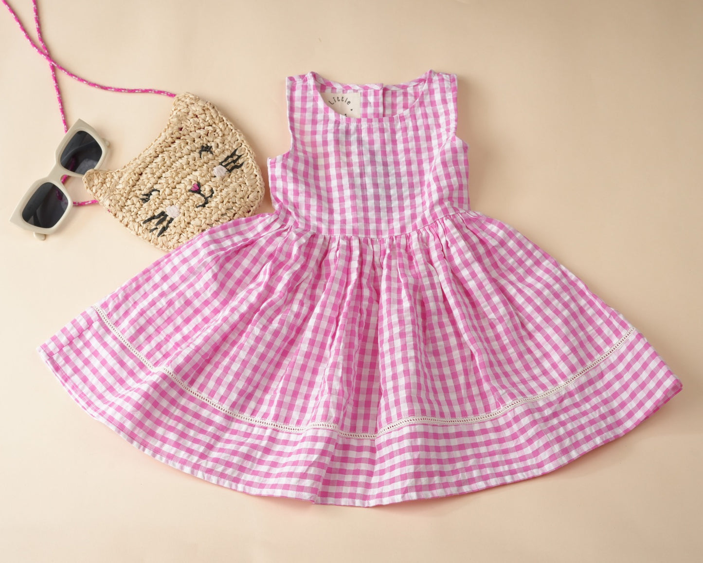 Strawberry Gingham Smock Dress