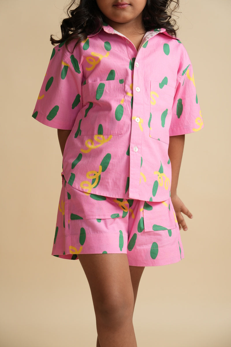 Unisex Cotton Co-ord Set for Kids – Pink Dots and Squiggles