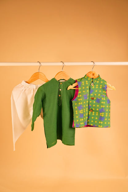 Neela Parinda Bandi & Kurta Set (Boys Bandi Set)
