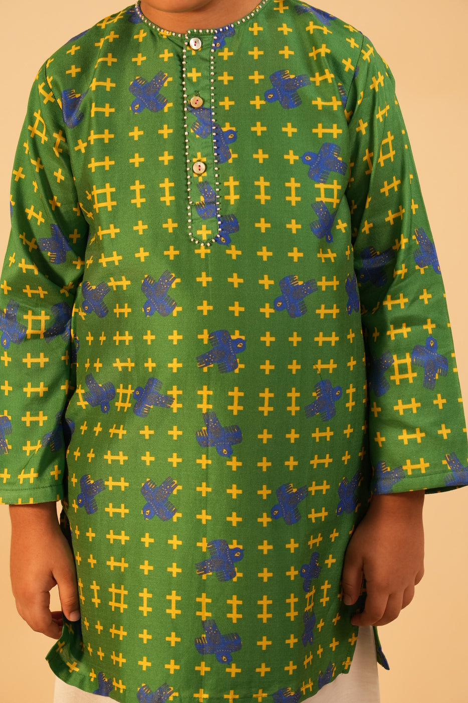 Neela Parinda Kurta Set (Boys Kurta Pyjama)