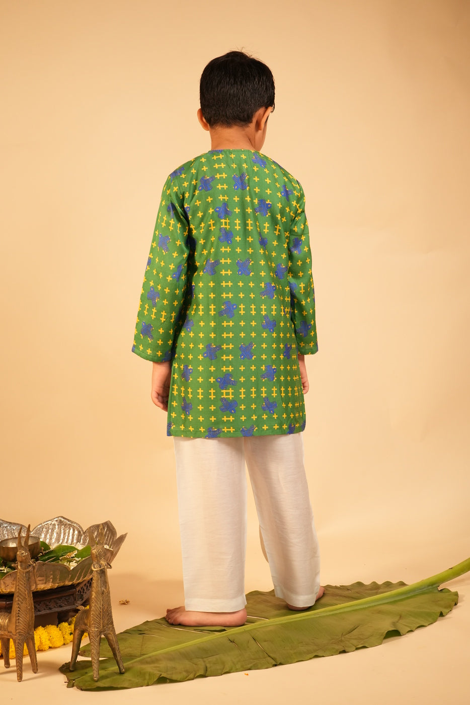 Neela Parinda Kurta Set (Boys Kurta Pyjama)