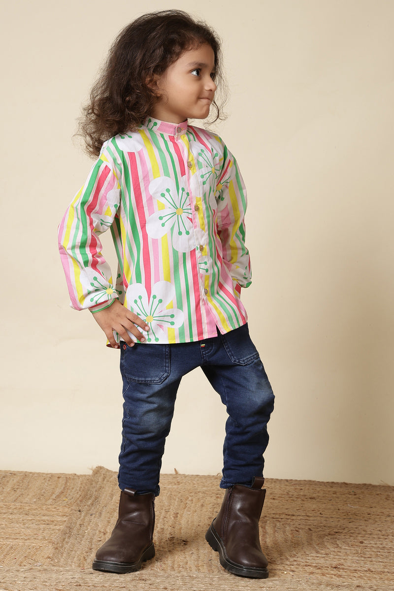 Boys Cotton Chinese Collar Shirt– Candy Blossom
