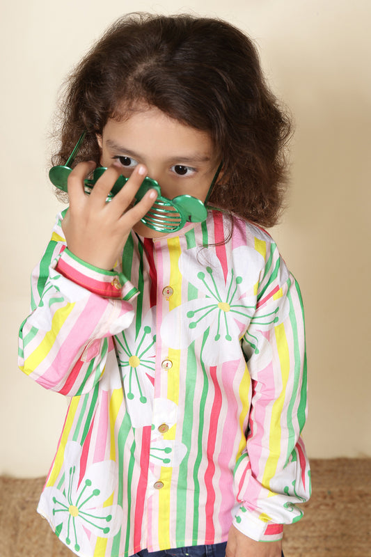 Boys Cotton Chinese Collar Shirt– Candy Blossom