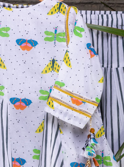 The Bugs & Flies Girls Cotton Kurta & Salwar Set