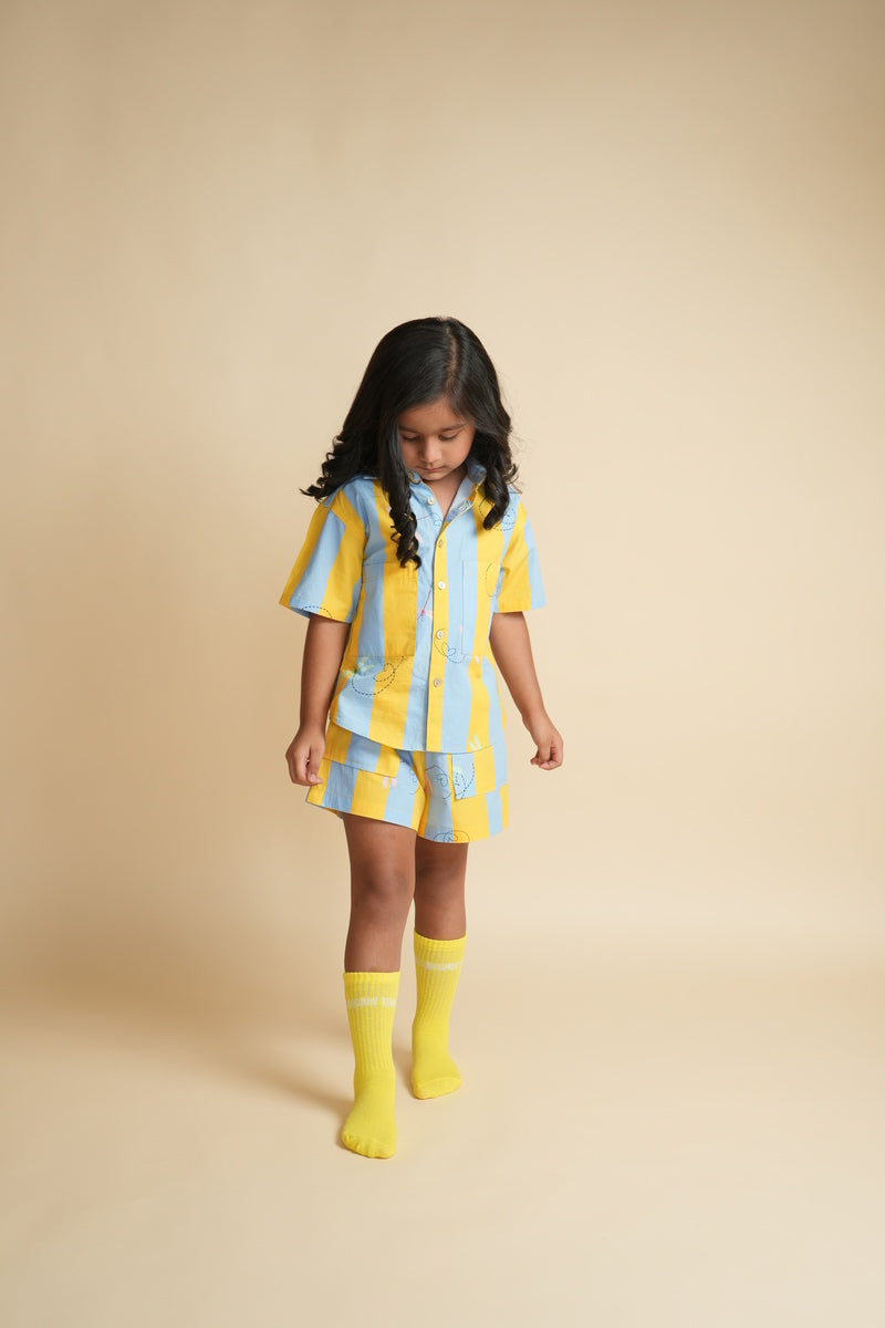 Unisex Cotton Co-ord Set for Kids – Stripes and Dragonflies