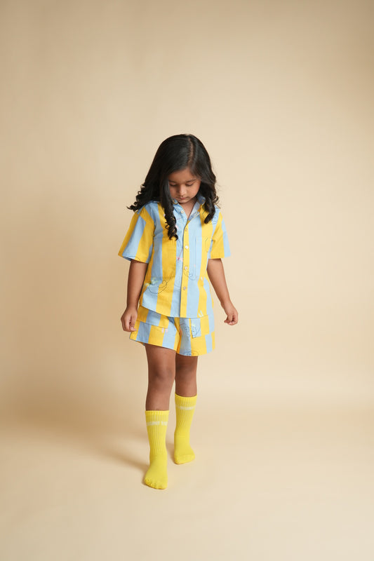Unisex Cotton Co-ord Set for Kids – Stripes and Dragonflies