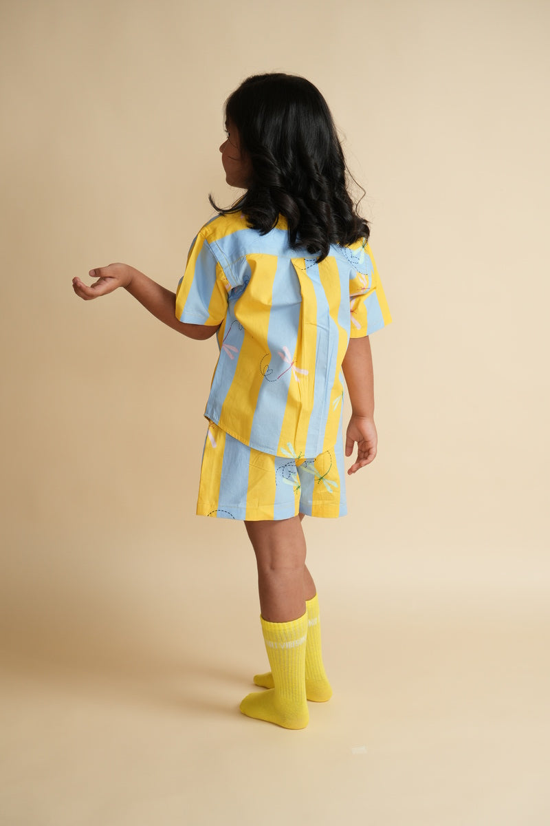 Unisex Cotton Co-ord Set for Kids – Stripes and Dragonflies