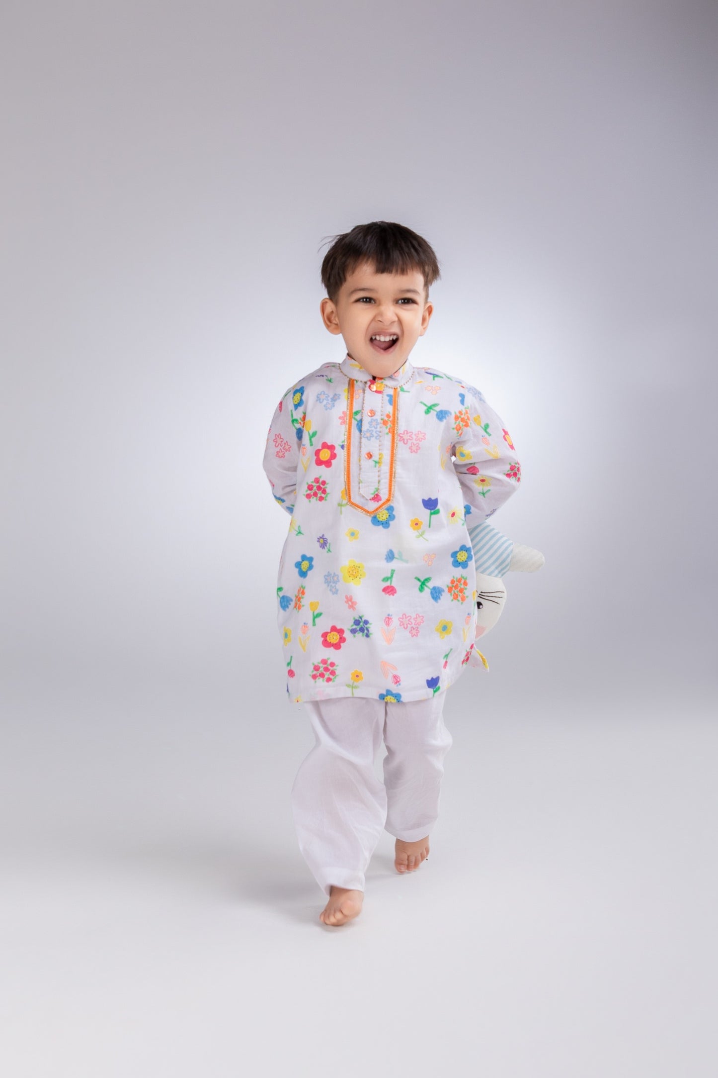 The Ditsy Floral Boys Cotton Kurta Set