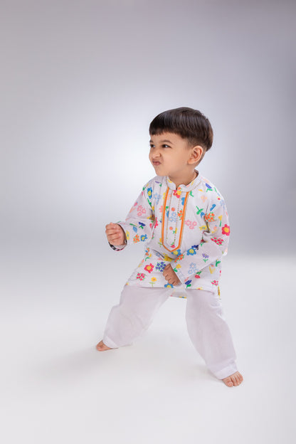 The Ditsy Floral Boys Cotton Kurta Set