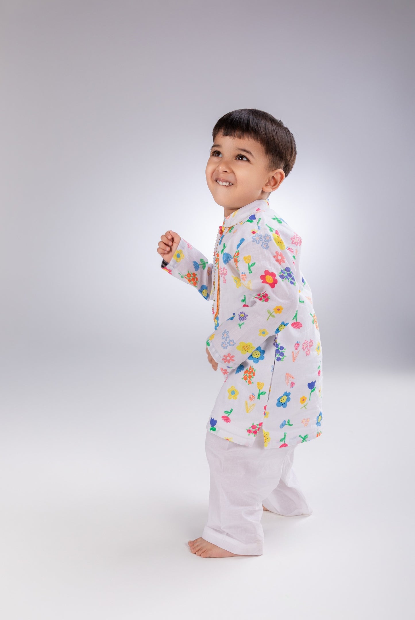 The Ditsy Floral Boys Cotton Kurta Set