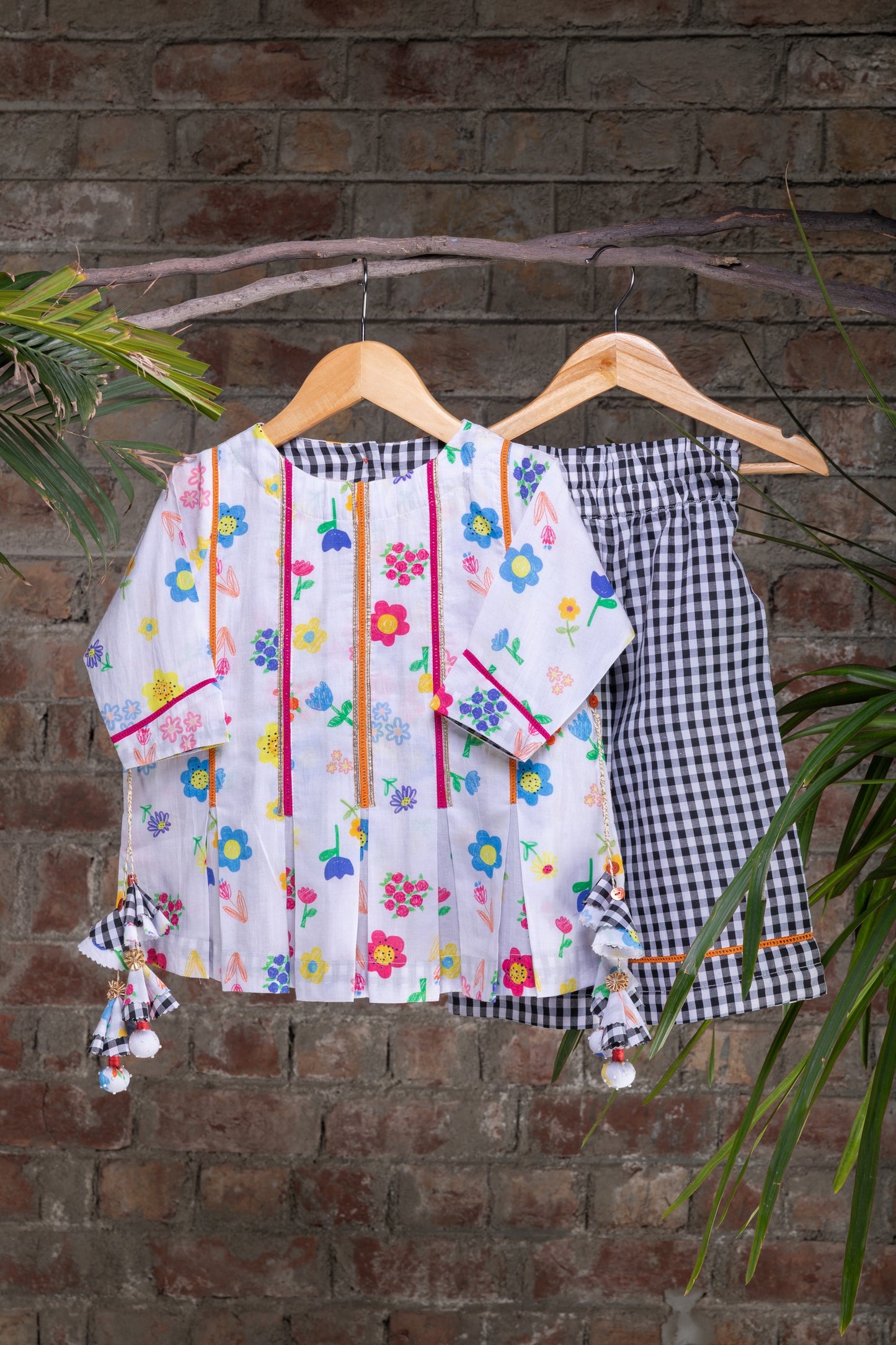 The Ditsy Floral Girls Button-Back Tunic & Wide-Leg Pants Set