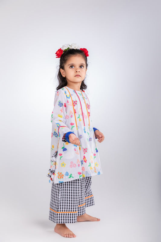 The Ditsy Floral Girls Button-Back Tunic & Wide-Leg Pants Set
