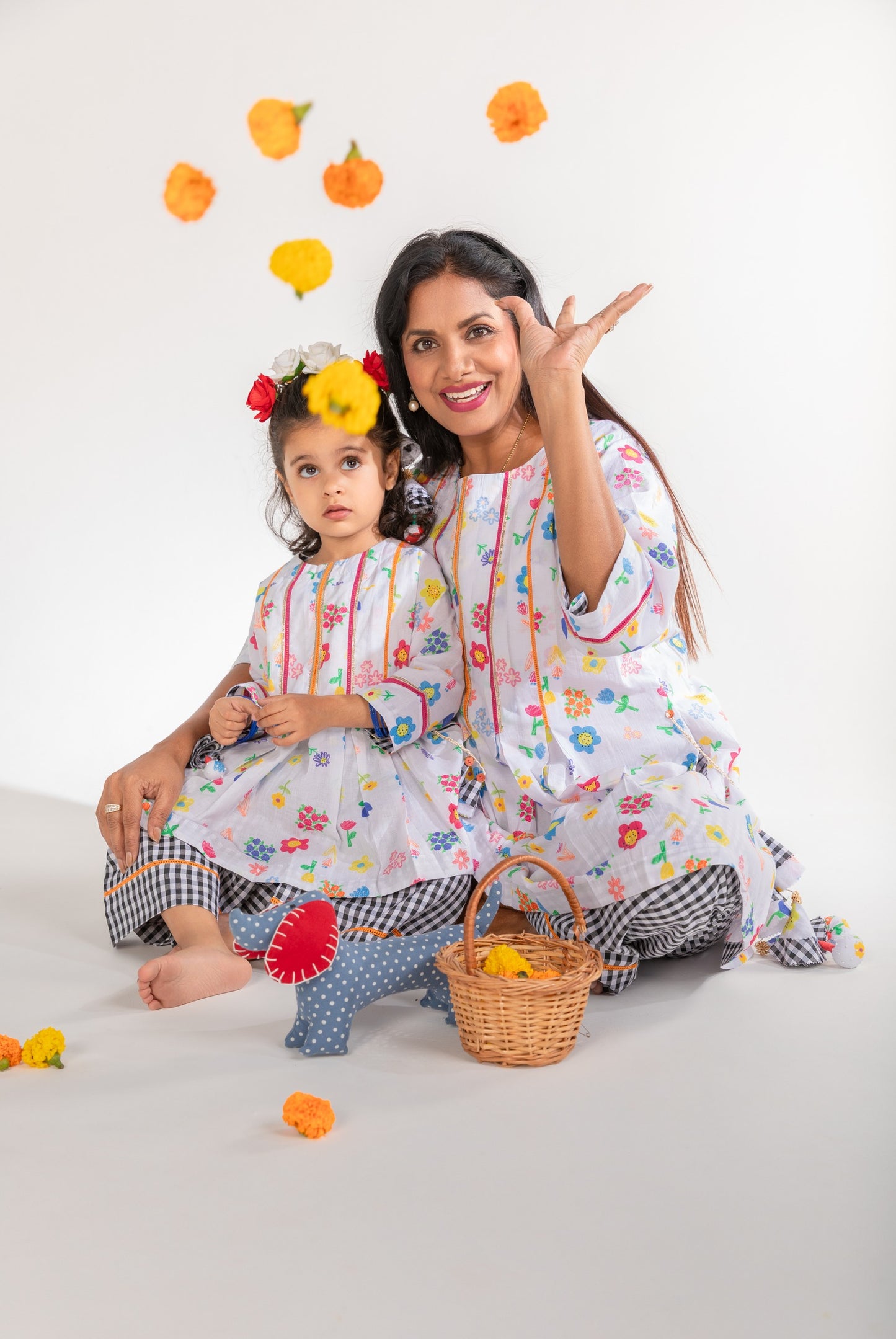 The Ditsy Floral Girls Button-Back Tunic & Wide-Leg Pants Set
