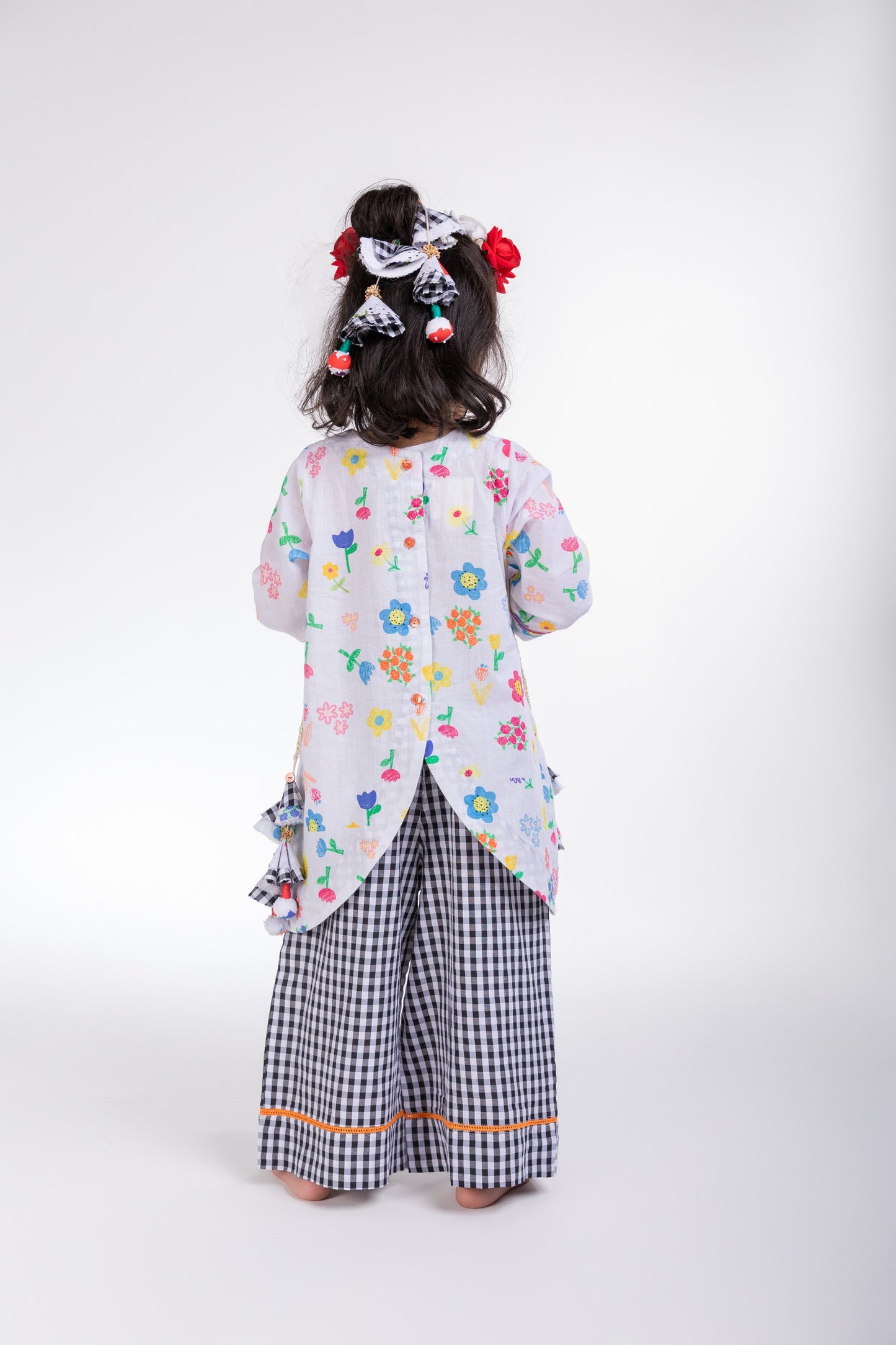 The Ditsy Floral Girls Button-Back Tunic & Wide-Leg Pants Set