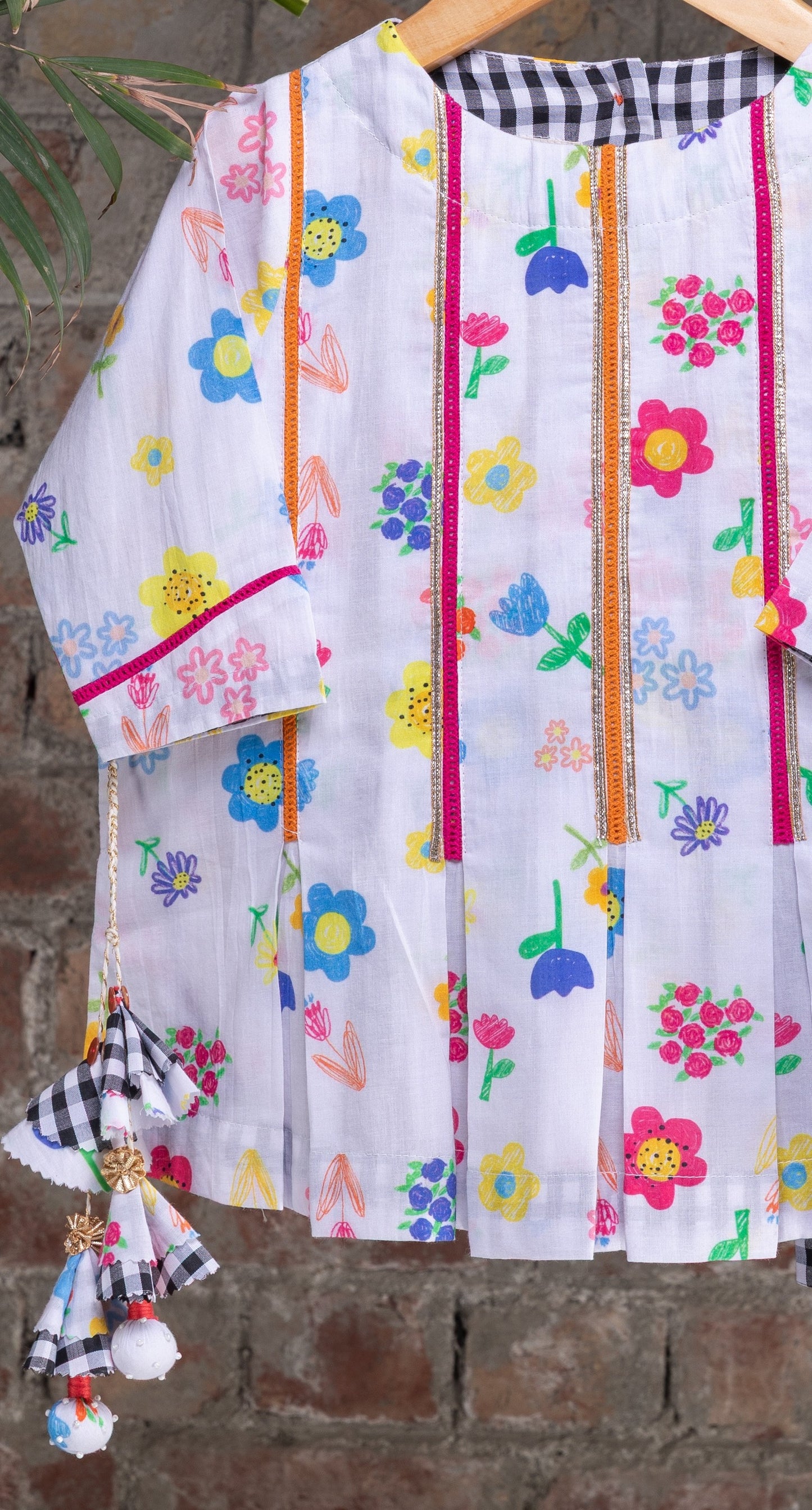 The Ditsy Floral Girls Button-Back Tunic & Wide-Leg Pants Set