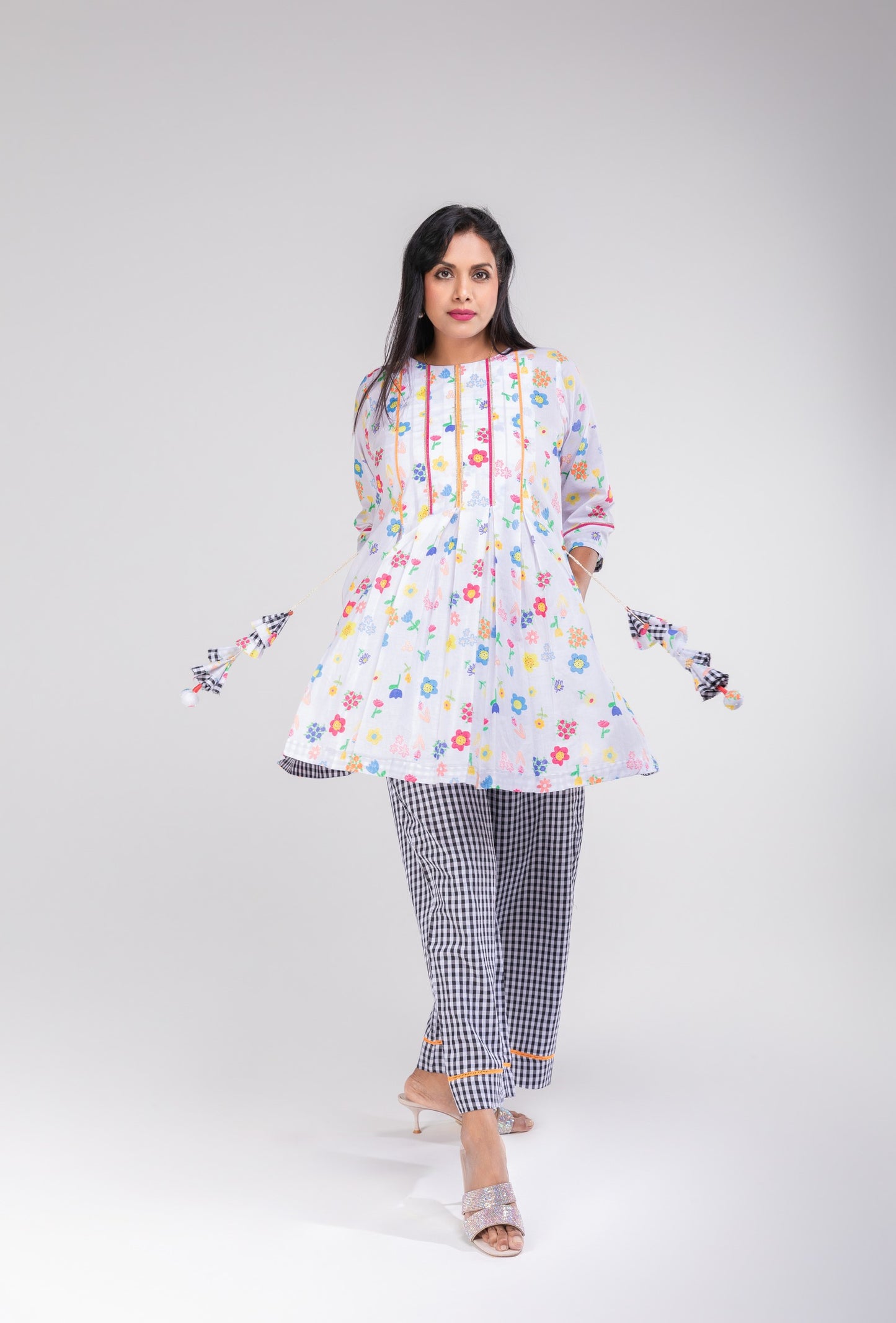 The Ditsy Floral Mom Cotton Kurta & Wide-Leg Pants Set