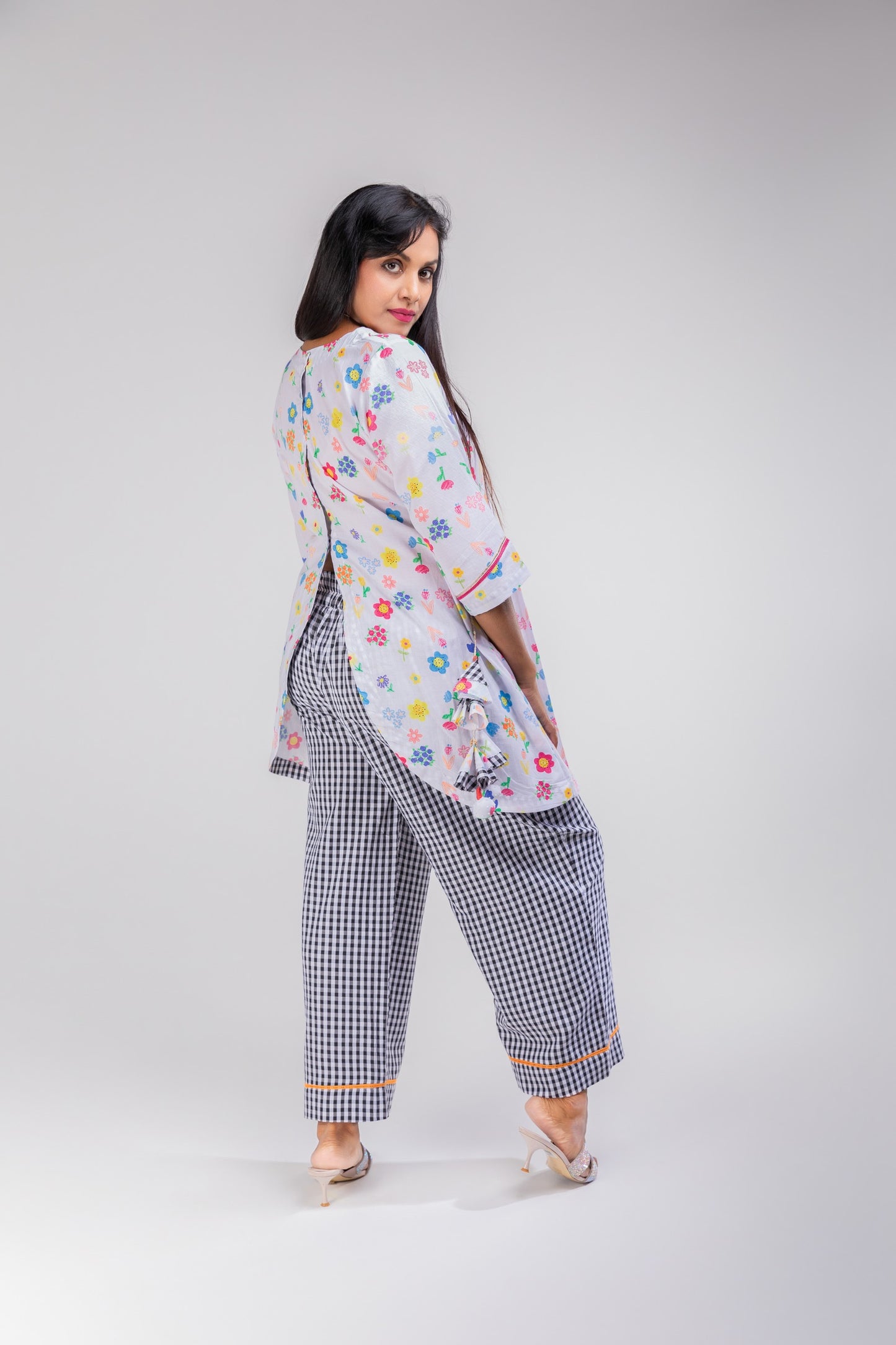 The Ditsy Floral Mom Cotton Kurta & Wide-Leg Pants Set