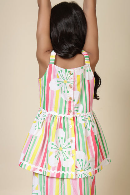 Girls Cotton Co-ord Set with Lace – Candy Blossom