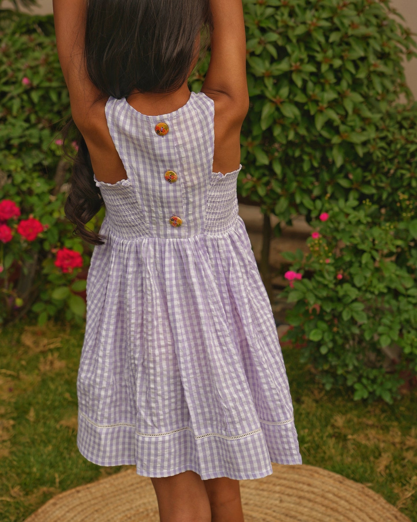 Lavender Gingham Smock Dress