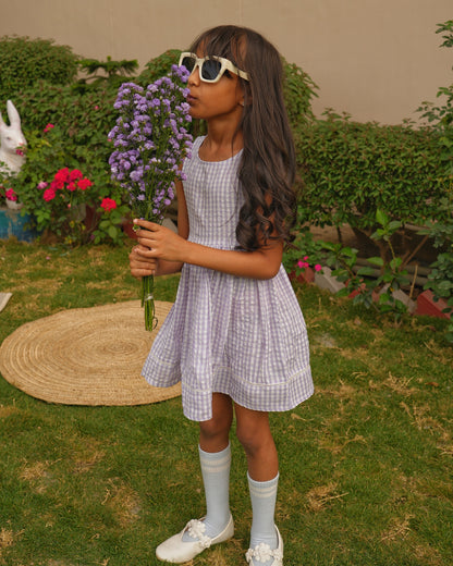 Lavender Gingham Smock Dress