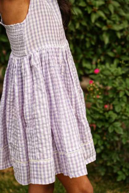 Lavender Gingham Smock Dress