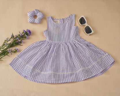 Lavender Gingham Smock Dress
