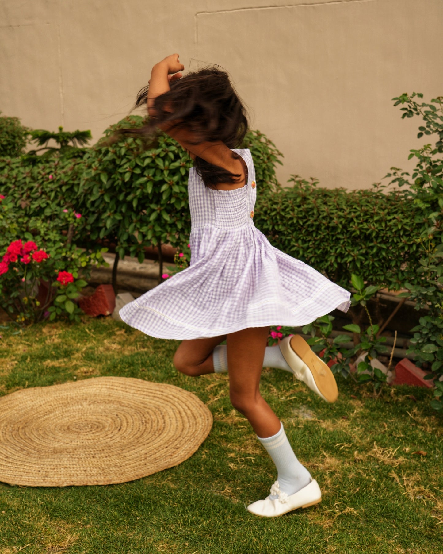 Lavender Gingham Smock Dress