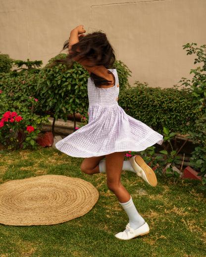 Lavender Gingham Smock Dress