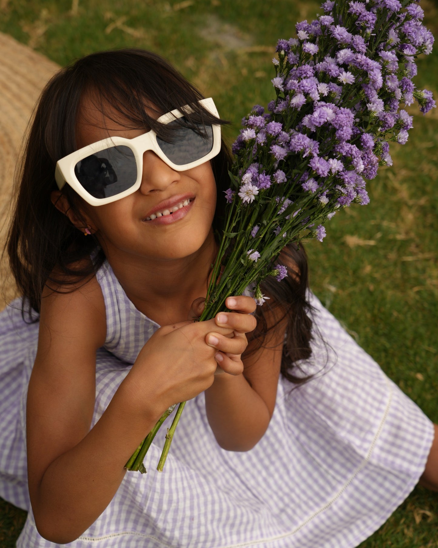 Lavender Gingham Smock Dress