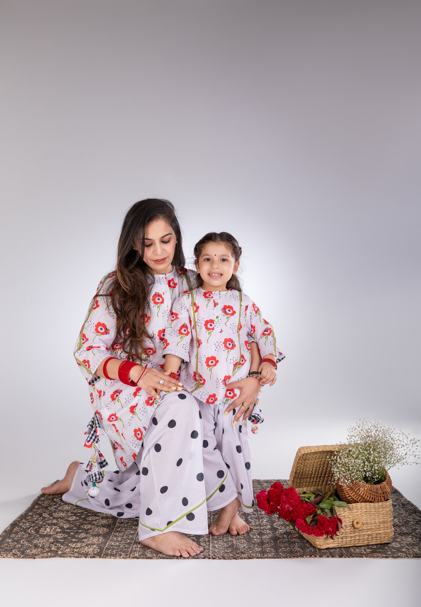 The Red Anemone Cotton Kurta & Farshi Salwar Set