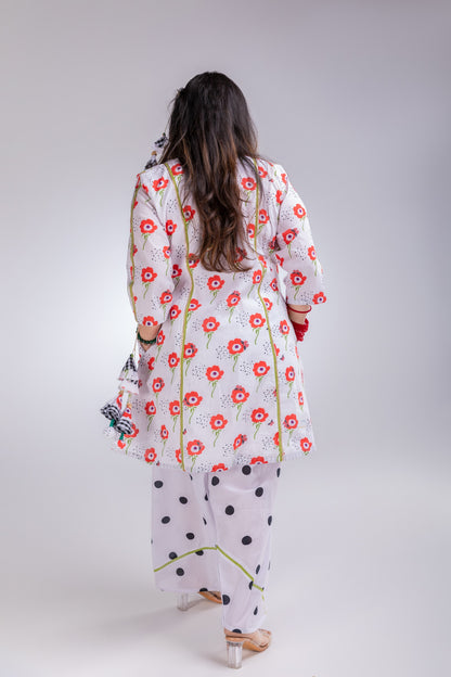 The Red Anemone Cotton Kurta & Farshi Salwar Set