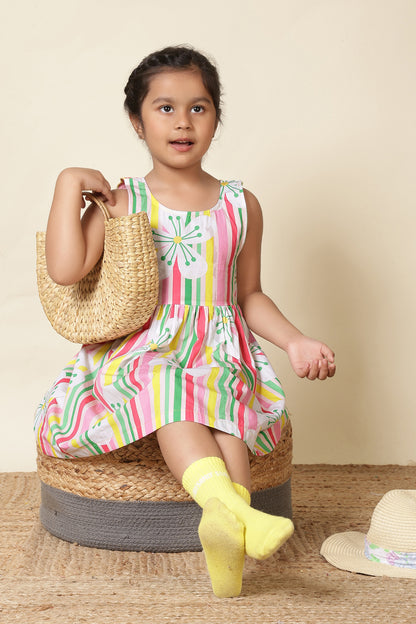 Girls Scalloped Back Cotton Dress – Candy Blossom