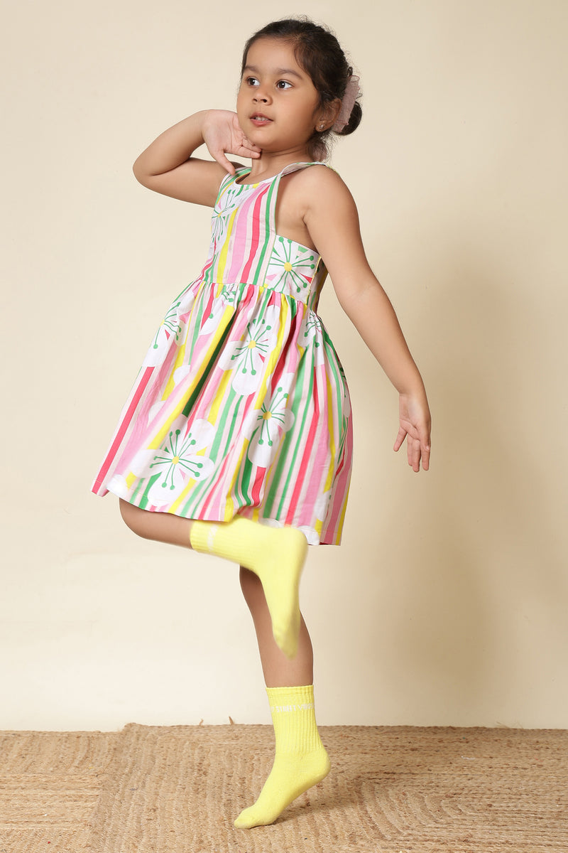 Girls Scalloped Back Cotton Dress – Candy Blossom