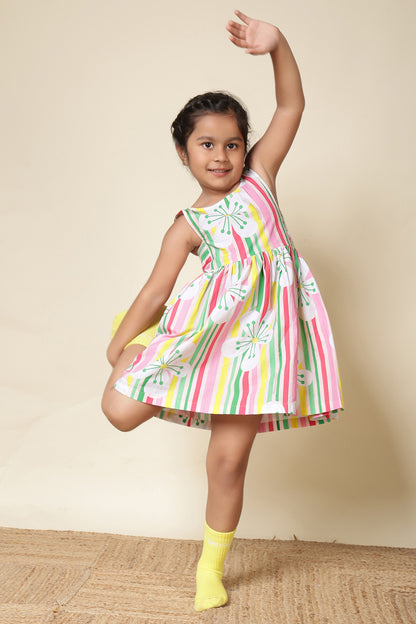 Girls Scalloped Back Cotton Dress – Candy Blossom