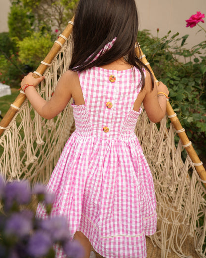 Strawberry Gingham Smock Dress