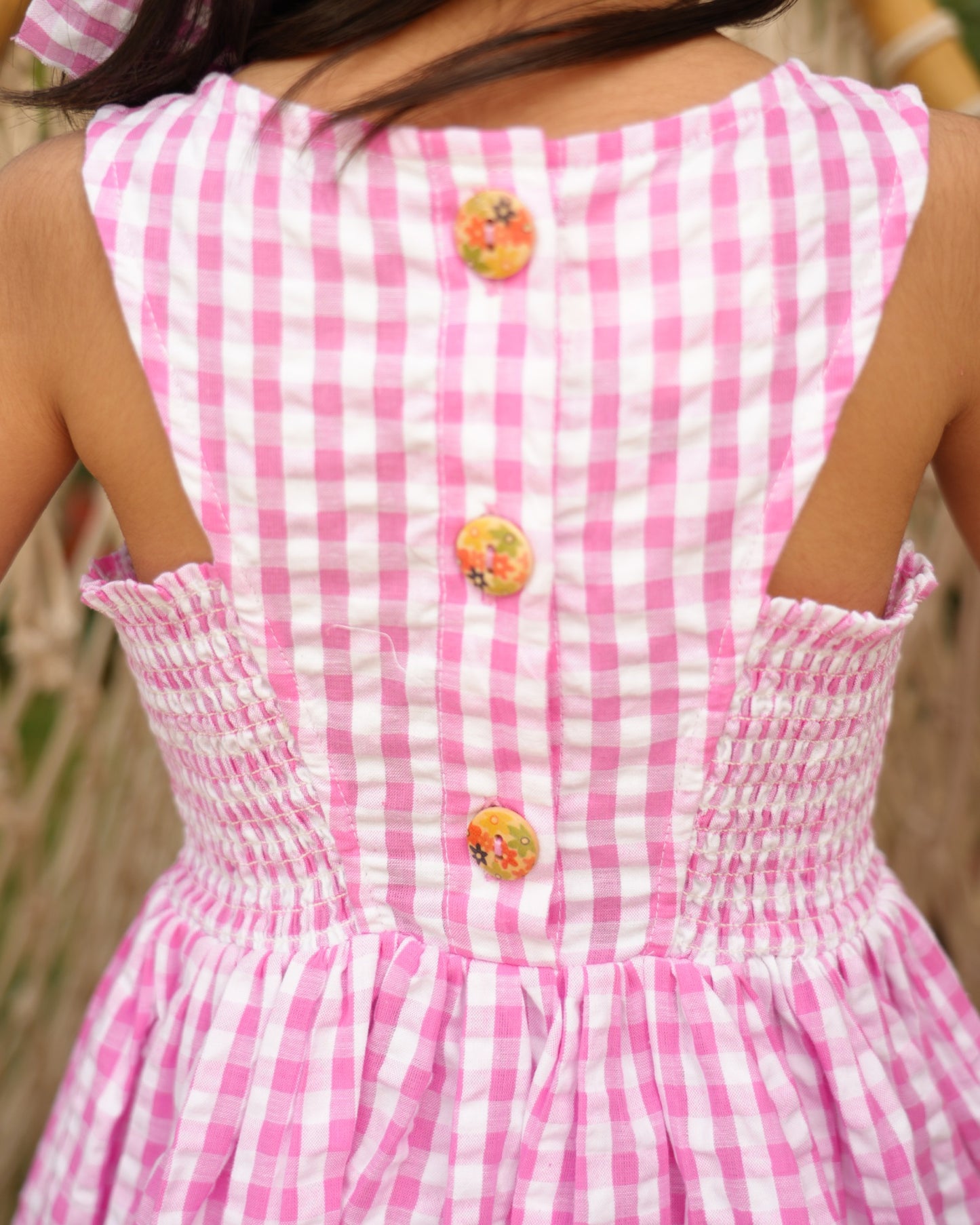 Strawberry Gingham Smock Dress
