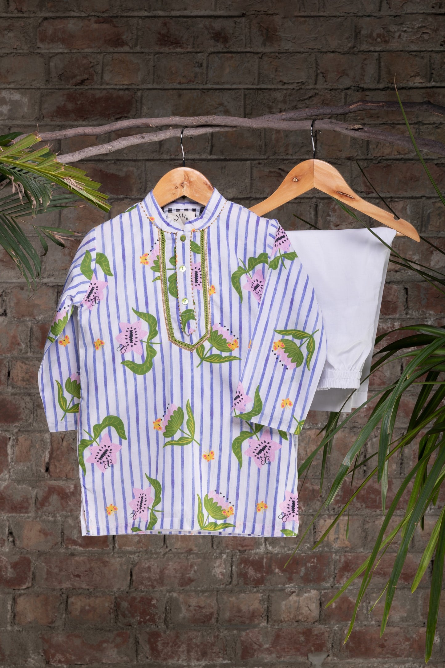 The Striped Garden Boys Cotton Kurta Set