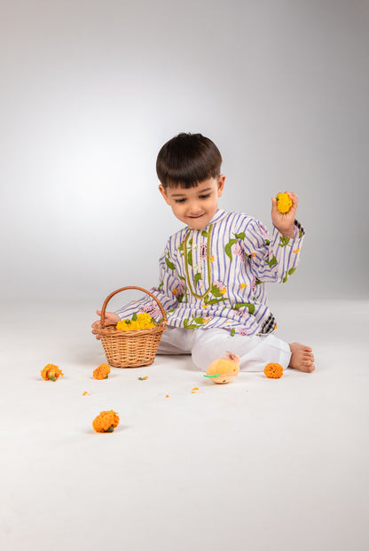 The Striped Garden Boys Cotton Kurta Set