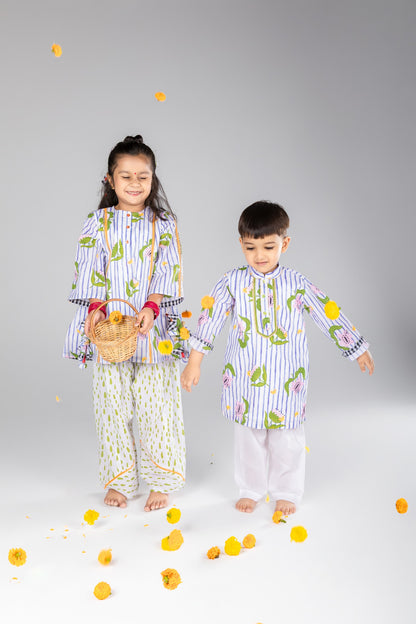 The Striped Garden Boys Cotton Kurta Set