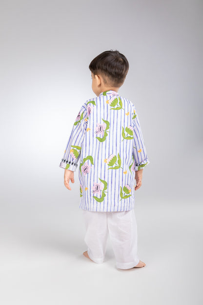 The Striped Garden Boys Cotton Kurta Set