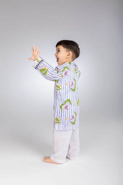 The Striped Garden Boys Cotton Kurta Set