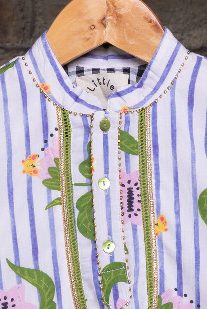 The Striped Garden Boys Cotton Kurta Set