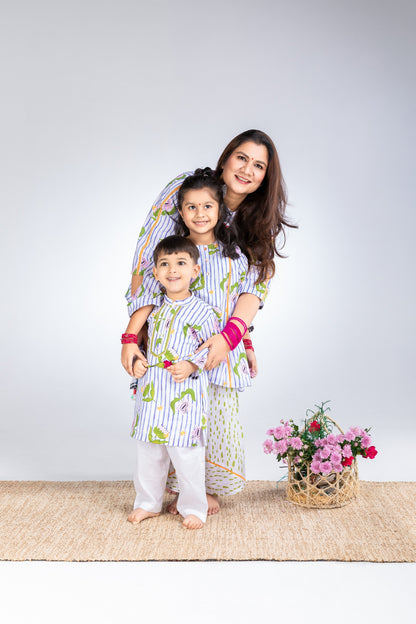 The Striped Garden Cotton Kurta & Farshi Salwar Set
