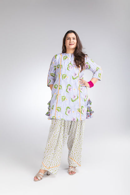 The Striped Garden Cotton Kurta & Farshi Salwar Set
