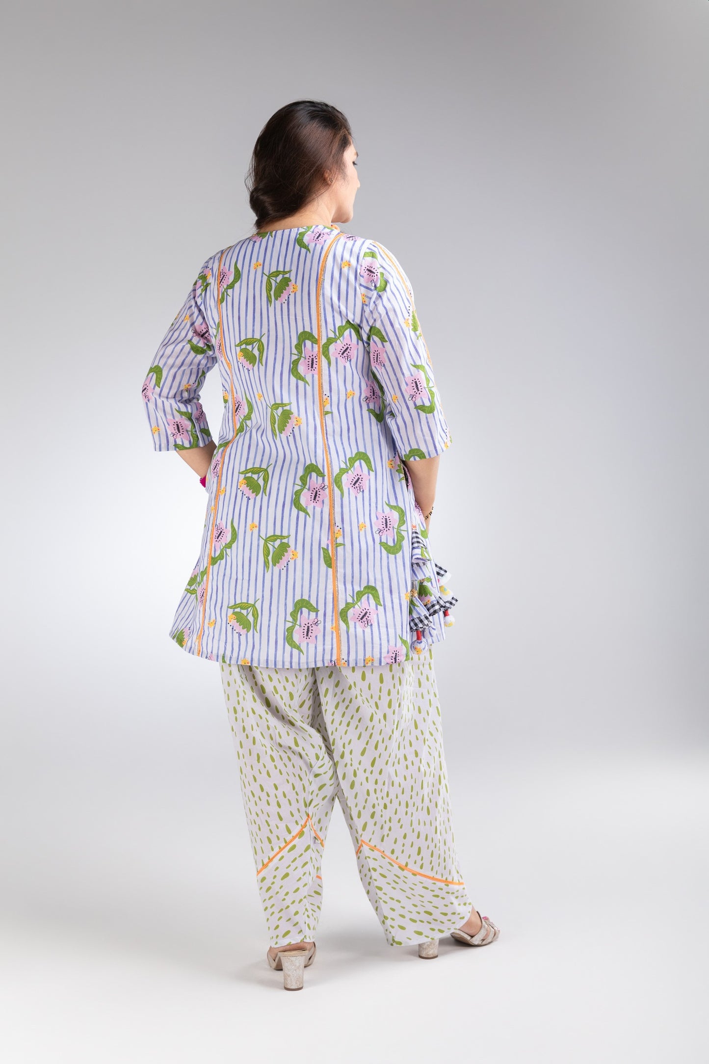The Striped Garden Cotton Kurta & Farshi Salwar Set