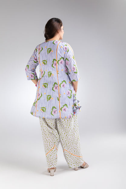The Striped Garden Cotton Kurta & Farshi Salwar Set